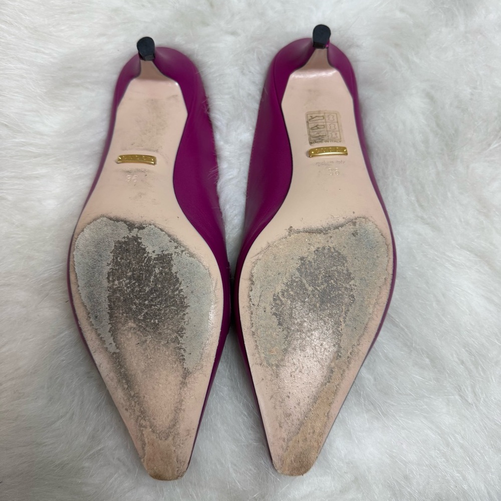 Gucci Zumi Mauve Pointed Toe Kitten Heel Mules 36 - Picture 12 of 13